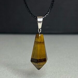 Tiger Eye Hexagon Pointed Pendant Natural Crystal Gemstone Necklace